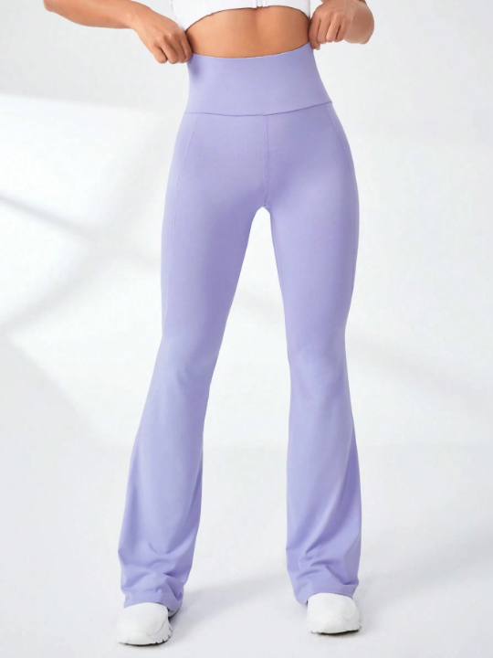 Yoga Basic Wide Waistband Flare Leg Sports Pants