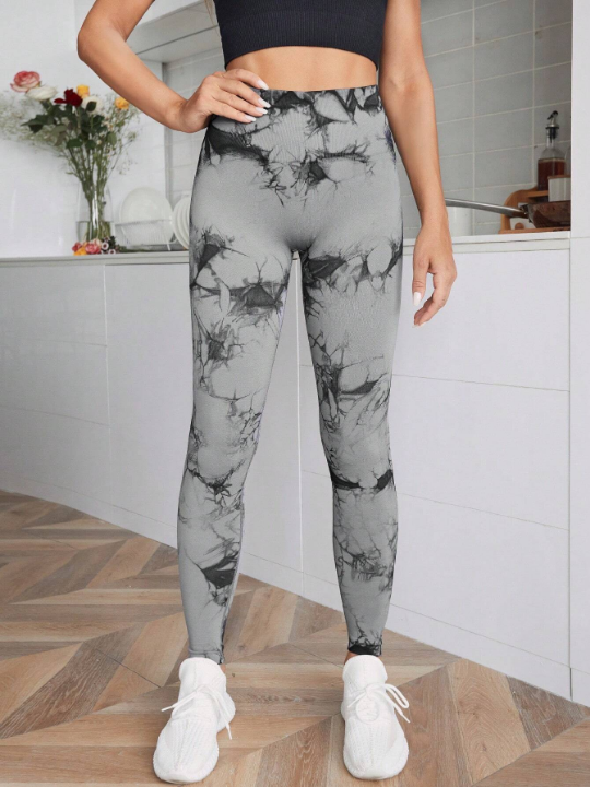 Yoga Trendy Tie Dye Yoga Leggings Seamless Softness High Stretch Tummy Control Training Tights