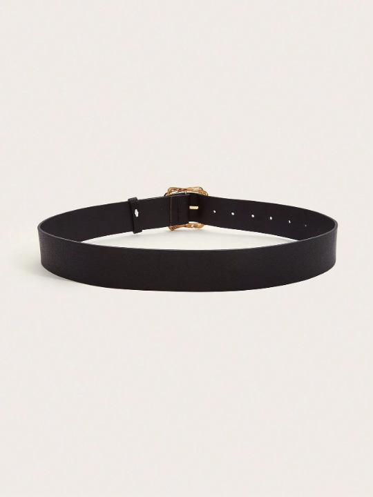 1pc Ladies' Overlapping Square Buckle Pu Belt Suitable For Daily Wear