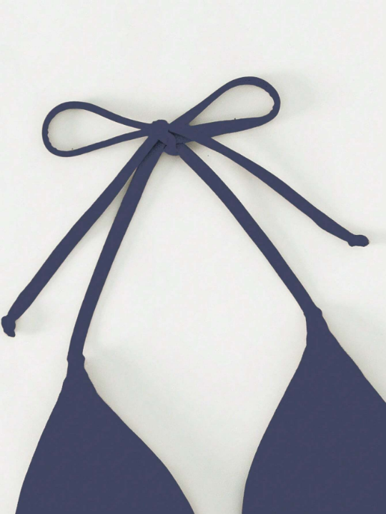 Swim Basics Tie Backless Halter Triangle Bikini Top