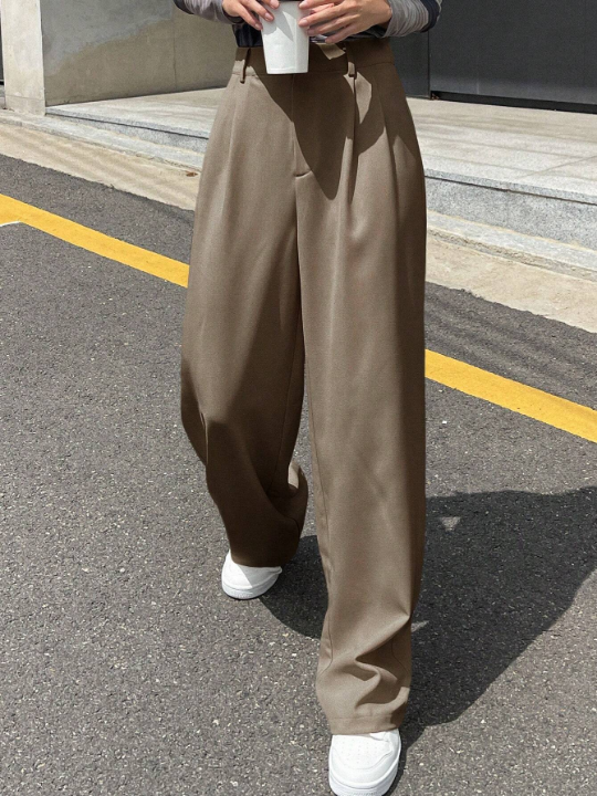 DAZY High Waist Plicated Detail Wide Leg Pants