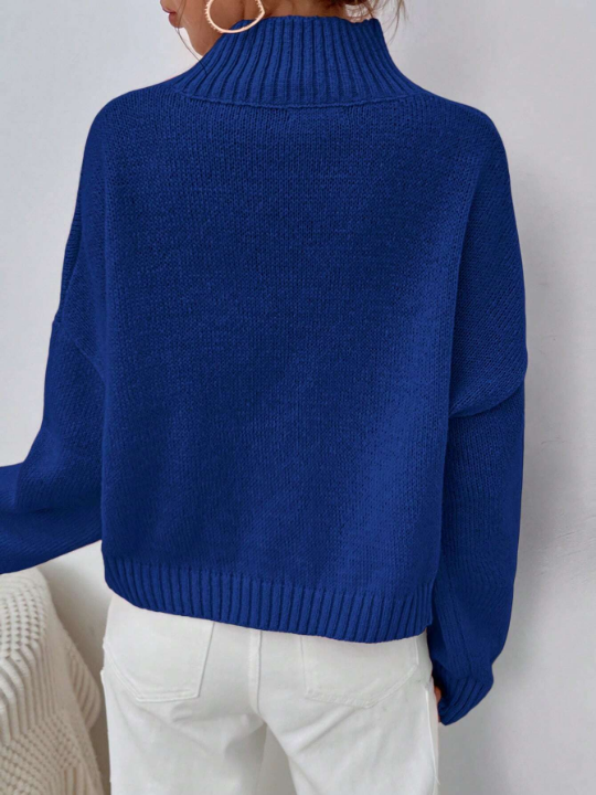 Mock Neck Drop Shoulder Sweater