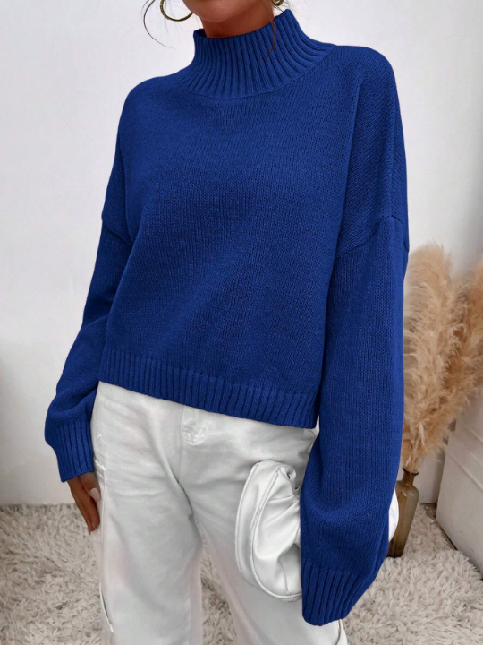 Mock Neck Drop Shoulder Sweater