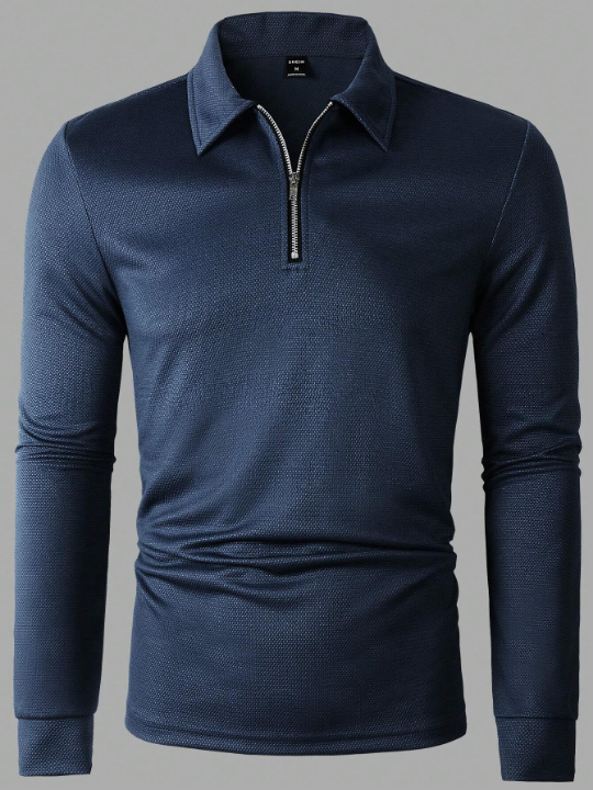 Manfinity Men Quarter Zip Polo Shirt