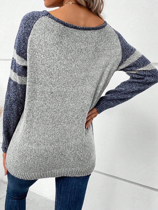 LUNE Colorblock Raglan Sleeve Sweater