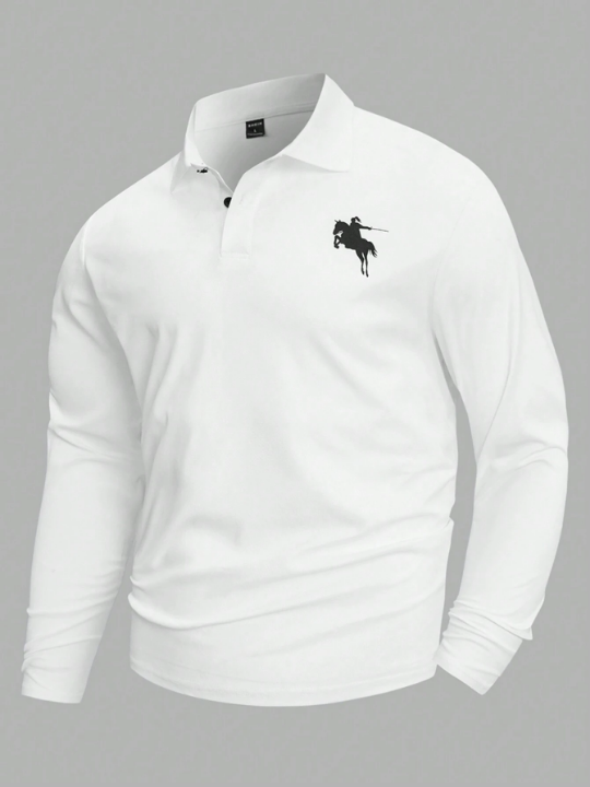 Manfinity Homme Men Horse Print Polo Shirt