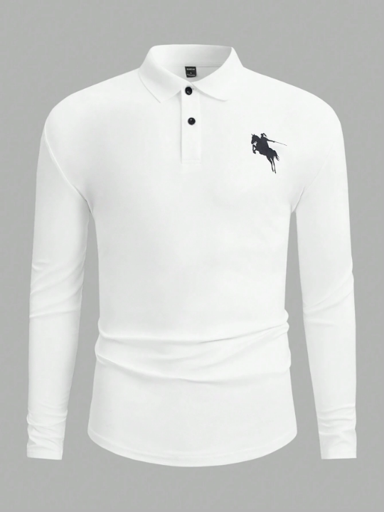 Manfinity Homme Men Horse Print Polo Shirt