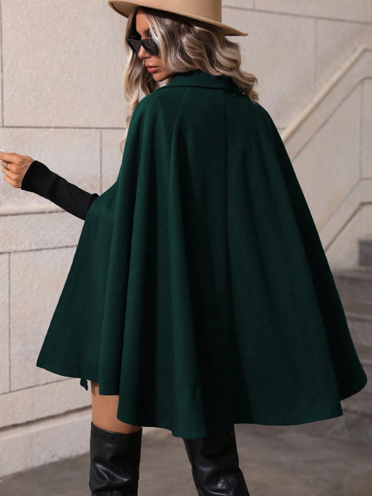 Double Breasted Cloak Sleeve Cape Overcoat