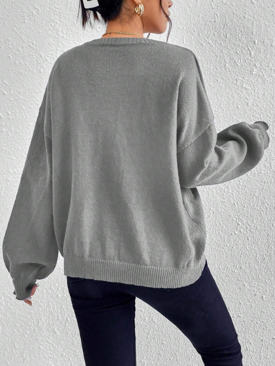 Essnce V Neck Drop Shoulder Sweater