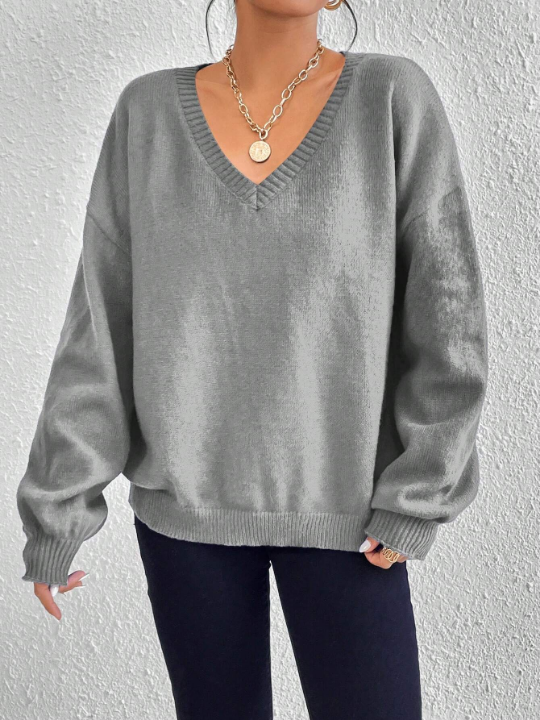 Essnce V Neck Drop Shoulder Sweater