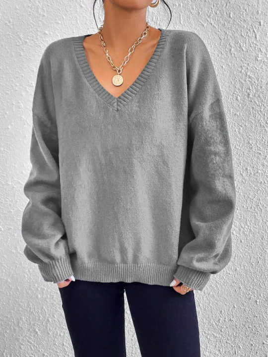 Essnce V Neck Drop Shoulder Sweater