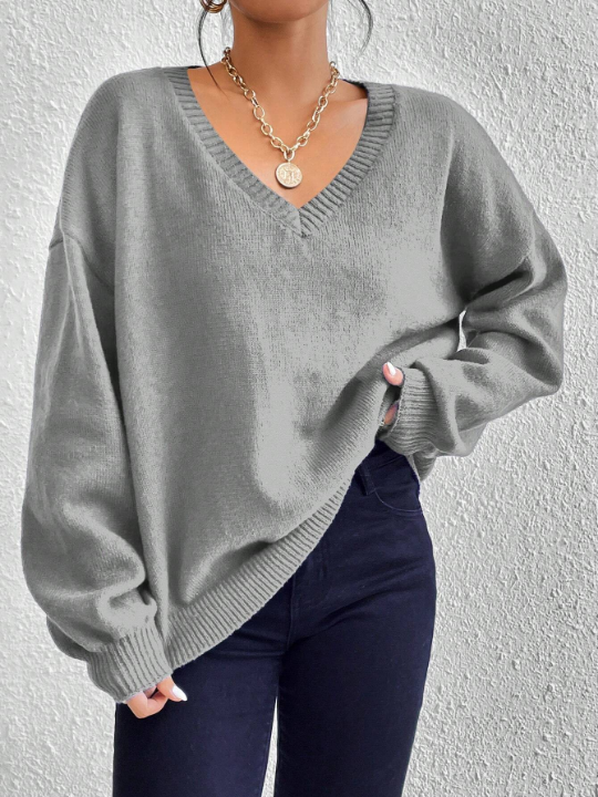 Essnce V Neck Drop Shoulder Sweater