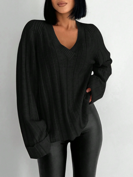 Women's Solid Color Raglan Sleeve Sweater