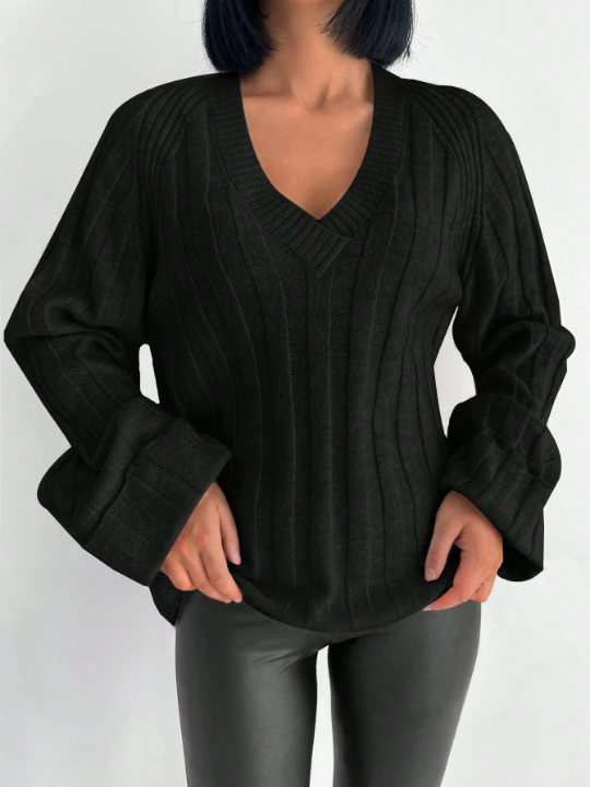 Women's Solid Color Raglan Sleeve Sweater