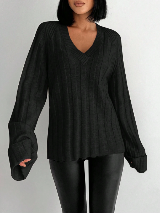 Women's Solid Color Raglan Sleeve Sweater