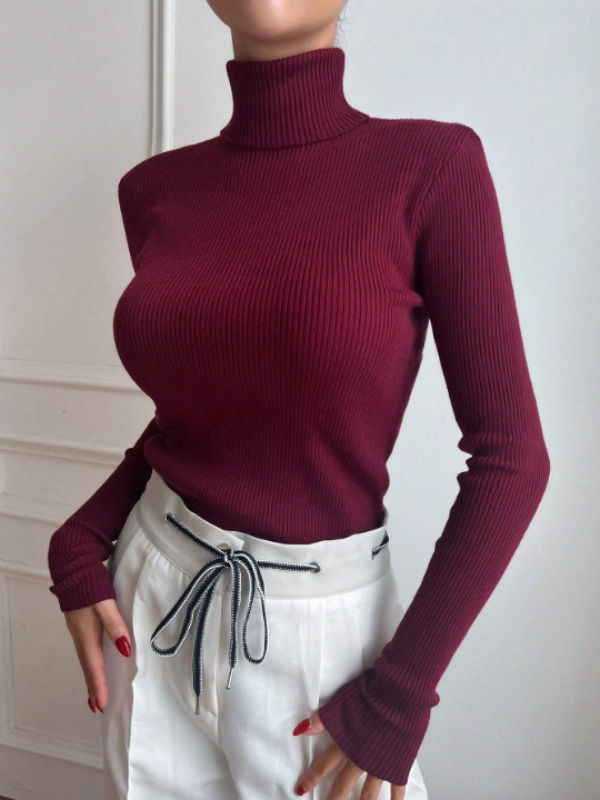 DAZY Ribbed Knit Turtleneck Sweater