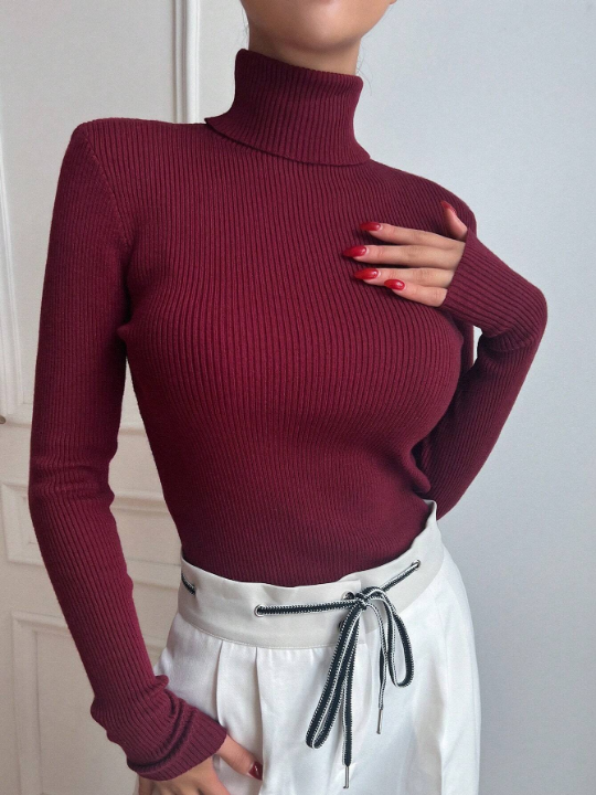 DAZY Ribbed Knit Turtleneck Sweater