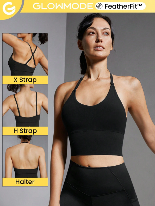 GLOWMODE FeatherFit Halter Sports Bra Light Support