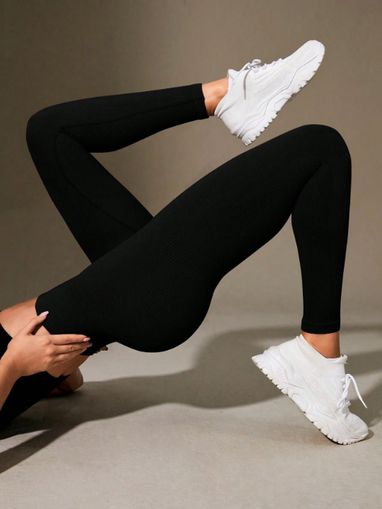 High Stretch Rib Knit Sports Leggings