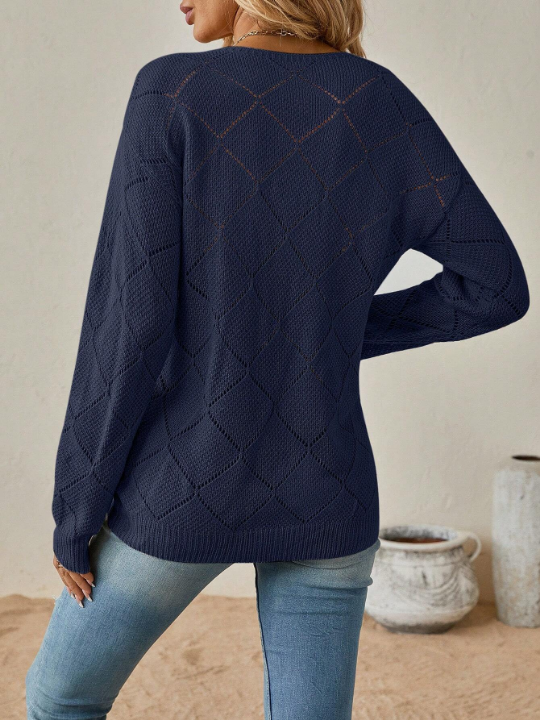 LUNE Pointelle Knit Drop Shoulder Sweater