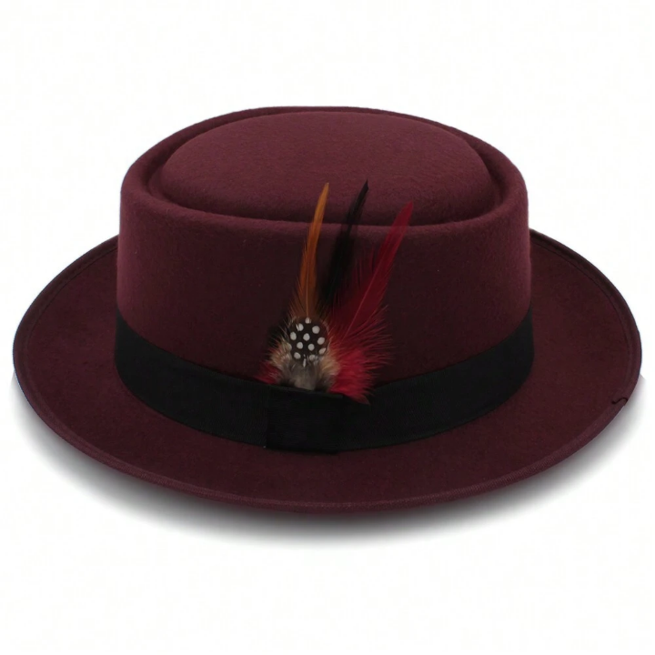 1pc Unisex Pork Pie Hat Jazz Hat Flat Top Hat For Street Fashion, Middle-aged And Elderly Gentlemen, British Style