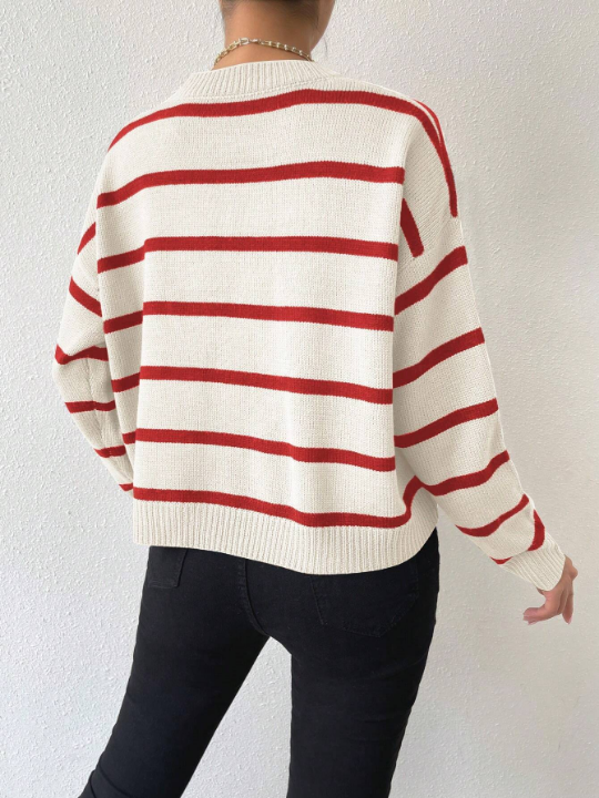 Essnce Striped Drop Shoulder Sweater