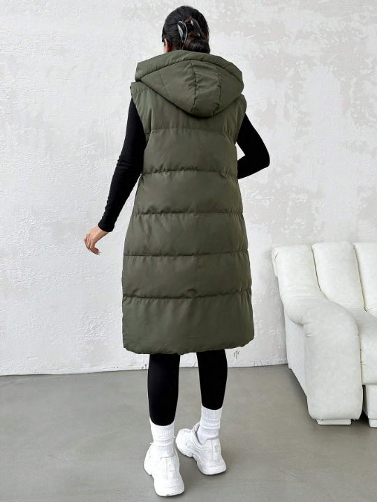 Zip Up Hooded Puffer Vest Coat