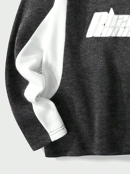 Manfinity EMRG Men Letter Graphic Raglan Sleeve Sweatshirt