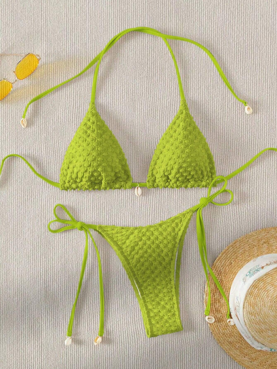 Swim Basics Halter Triangle Tie Side Bikini Swimsuit