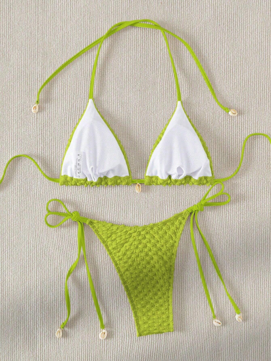 Swim Basics Halter Triangle Tie Side Bikini Swimsuit