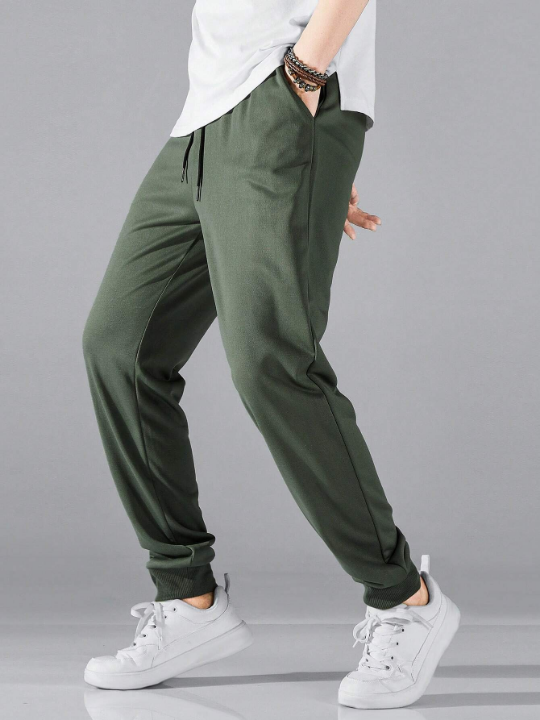 Manfinity Basics Men Drawstring Waist Slant Pocket Sweatpants