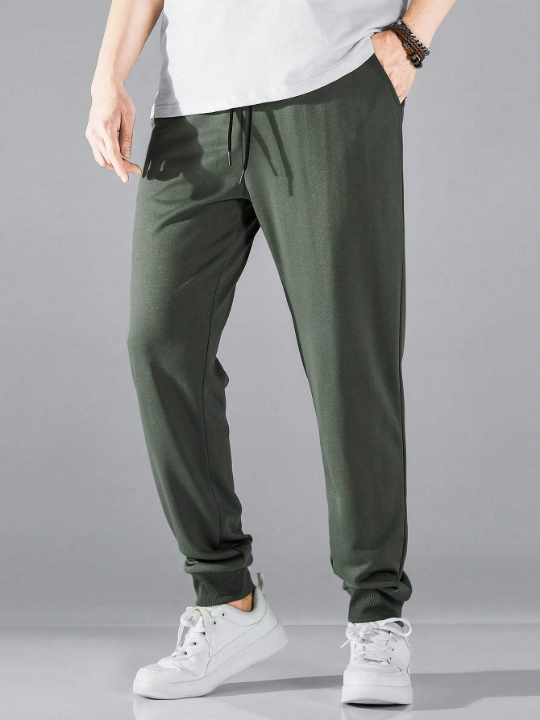 Manfinity Basics Men Drawstring Waist Slant Pocket Sweatpants