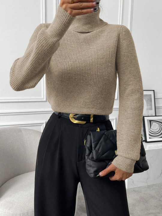 Priv Turtleneck Ribbed Knit Sweater