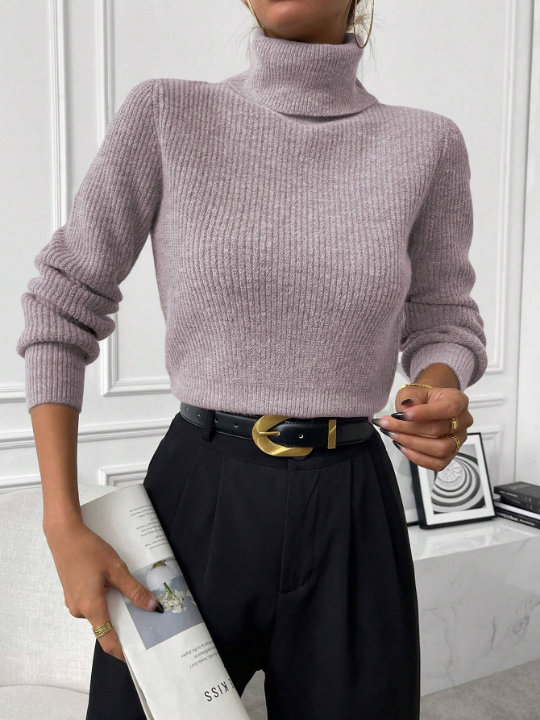 Priv Turtleneck Ribbed Knit Sweater