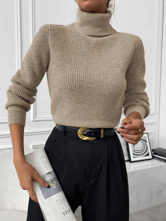 Priv Turtleneck Ribbed Knit Sweater