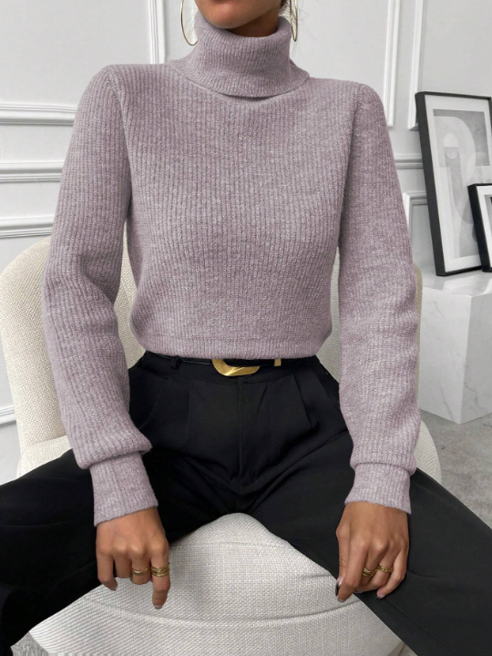 Priv Turtleneck Ribbed Knit Sweater