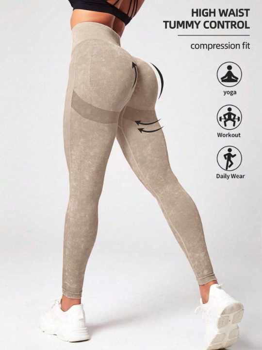 Yoga Basic Seamless Wide Waistband Sports Leggings