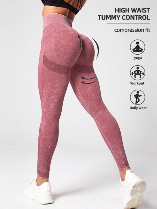 Yoga Trendy Tie Dye Tummy Control Sports Leggings