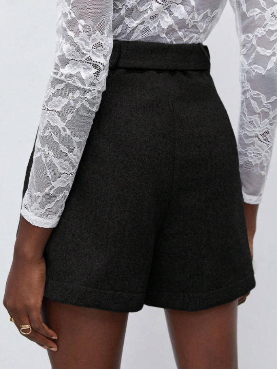 Maija Solid Belted Wide Leg Shorts