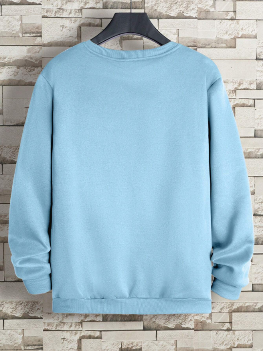 Men Solid Thermal Lined Sweatshirt Without Necklace