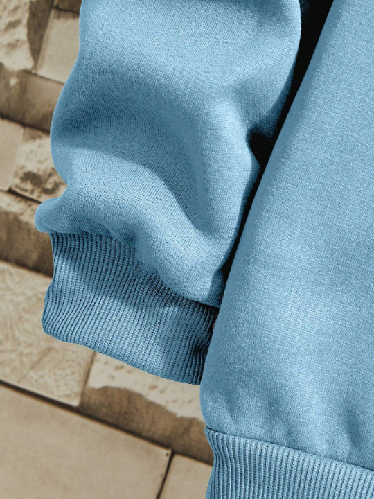 Men Solid Thermal Lined Sweatshirt Without Necklace