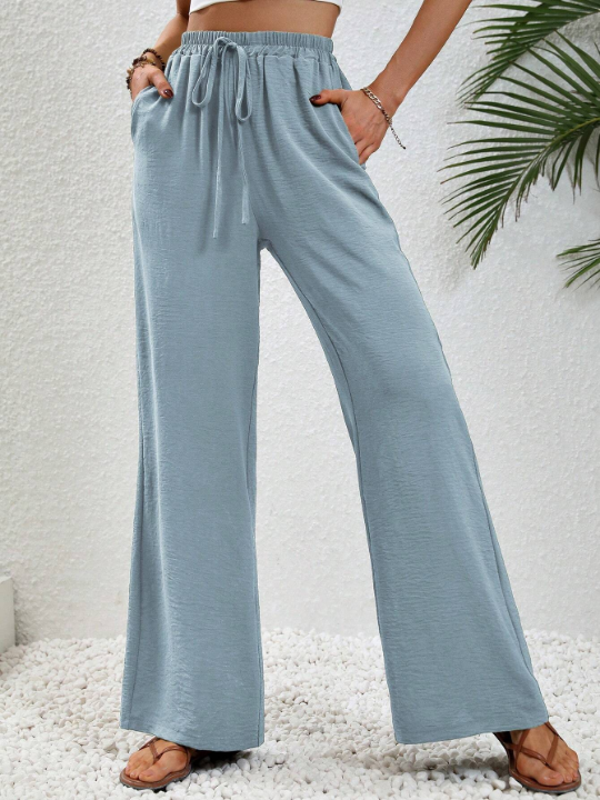 LUNE Elastic Waist Wide Leg Pants