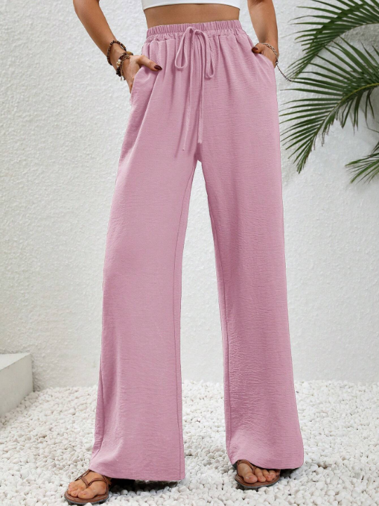 LUNE Knot Waist Slant Pocket Wide Leg Pants