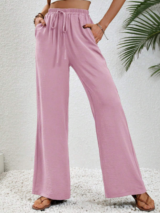 LUNE Knot Waist Slant Pocket Wide Leg Pants