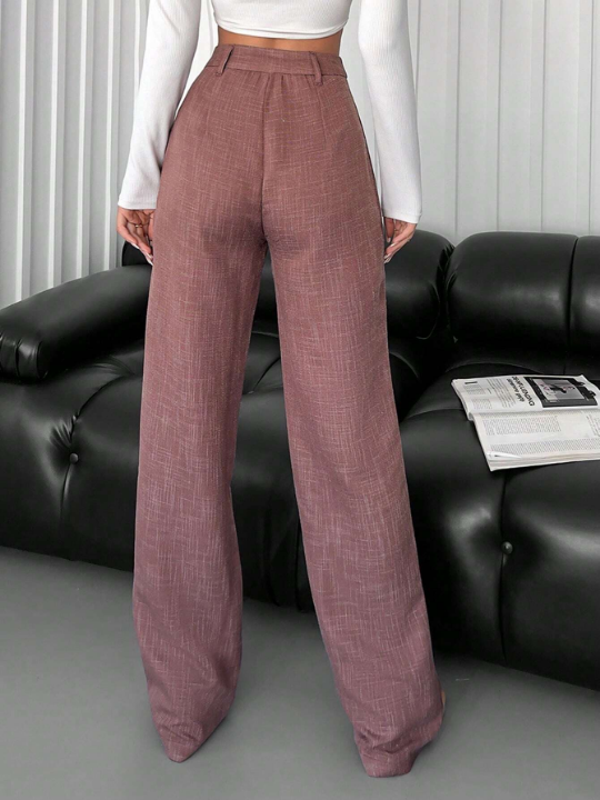 Zipper Fly Straight Leg Pants