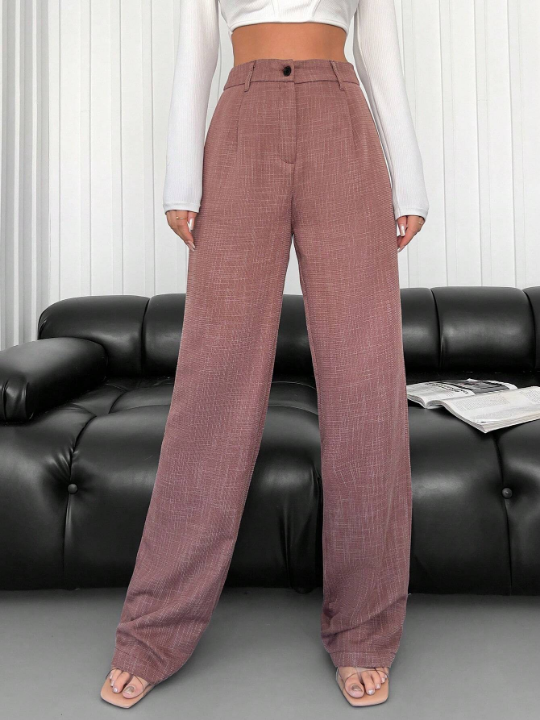 Zipper Fly Straight Leg Pants