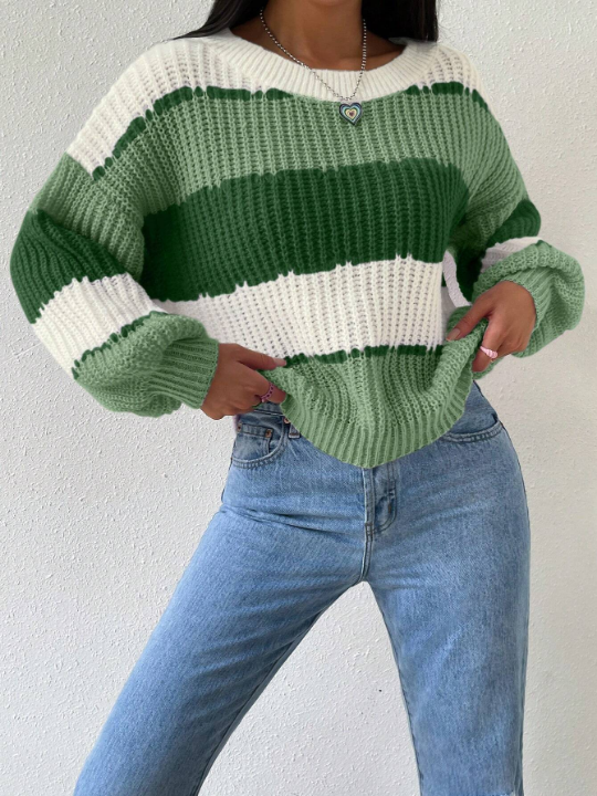 Essnce Color Block Drop Shoulder Sweater