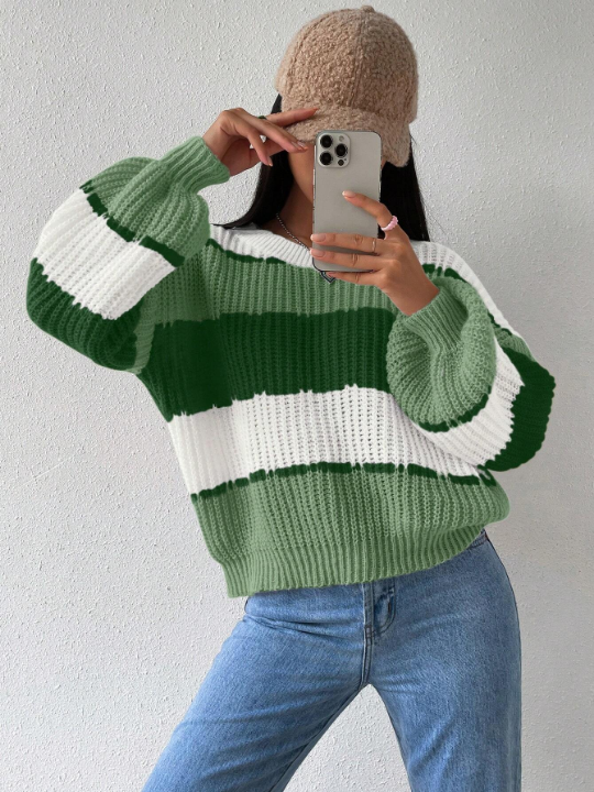 Essnce Color Block Drop Shoulder Sweater