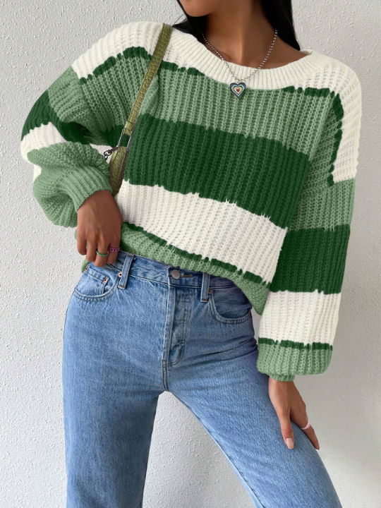 Essnce Color Block Drop Shoulder Sweater