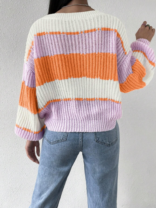 Essnce Color Block Drop Shoulder Sweater